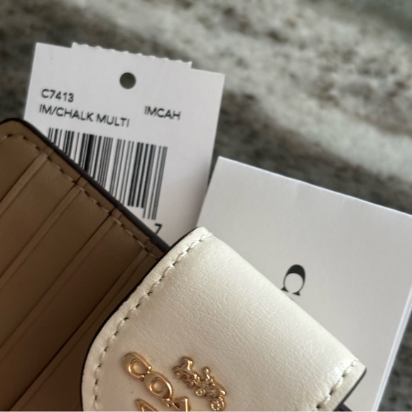 Coach Christmas Holiday Ornament Corner Zip Wallet in Chalk - Picture 10 of 10